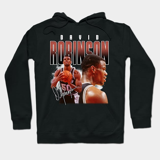 David Robinson Basketball Legend Vintage Signature Retro Bootleg Style Hoodie by Koch Sean